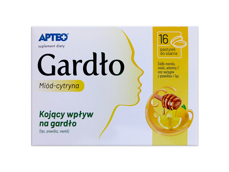 Apteo Gardło miód-cytryna, pastylki do ssania