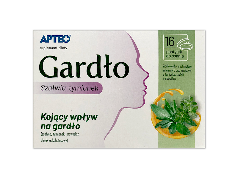 Apteo Gardło szałwia-tymianek, pastylki do ssania