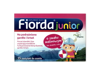 Zdjęcie produktu Fiorda Junior, pastylki do ssania o smaku malinowym