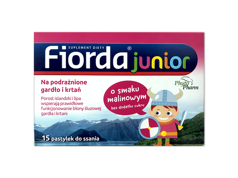 Fiorda Junior, pastylki do ssania o smaku malinowym