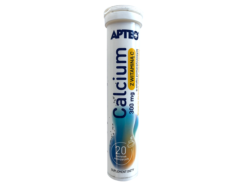 Apteo Calcium z witaminą C, tabletki, 300 mg + 60 mg