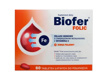 Zdjęcie produktu Biofer Folic, tabletki, 40 mg + 200 µg + 13,5 mg