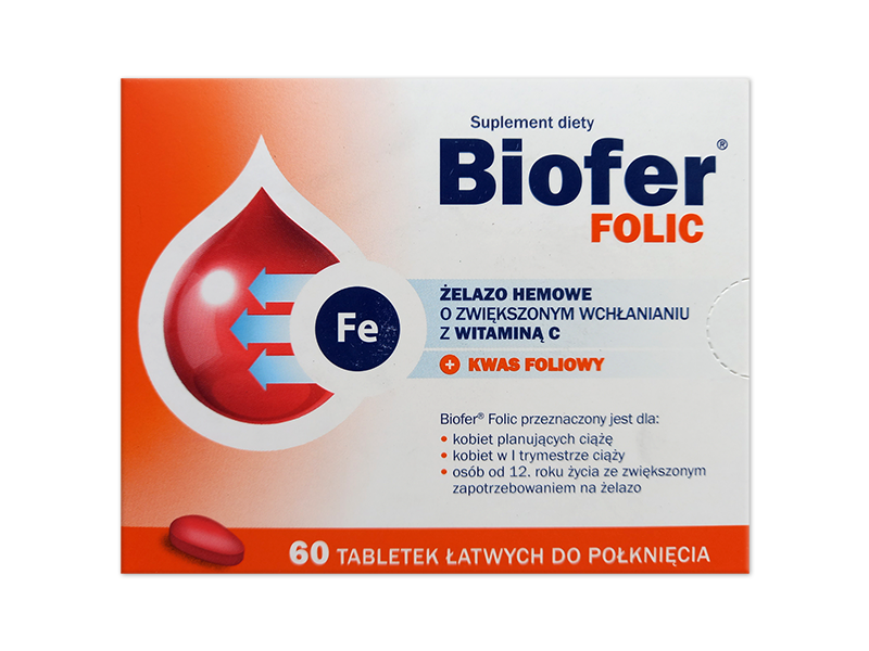 Biofer Folic, tabletki, 40 mg + 200 µg + 13,5 mg