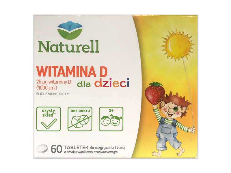 Naturell Witamina D dla dzieci, tabletki, 25 µg