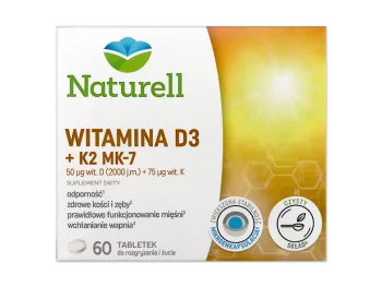 Zdjęcie produktu Naturell Witamina D3 + K2 MK-7, tabletki do ssania, 50µg+75µg