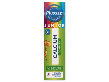 Zdjęcie produktu Plusssz Junior Calcium Complex, tabletki musujące o smaku poziomkowo-jeżynowym, 200 mg + 80 mg