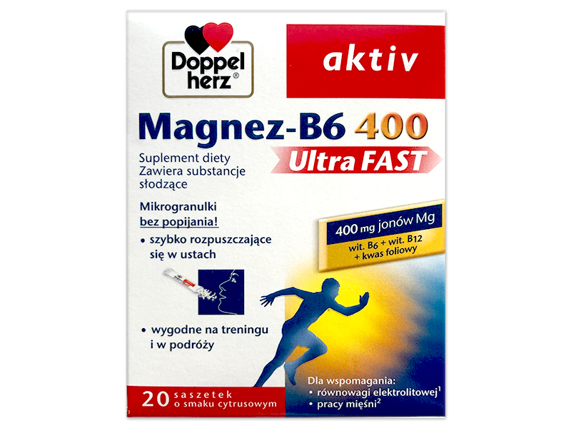 Doppelherz aktiv Magnez-B6 UltraFAST 400, granulki