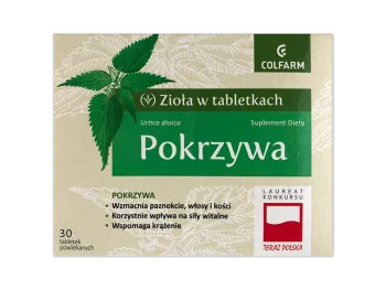 Zdjęcie produktu Pokrzywa, tabletki powlekane/Colfarm