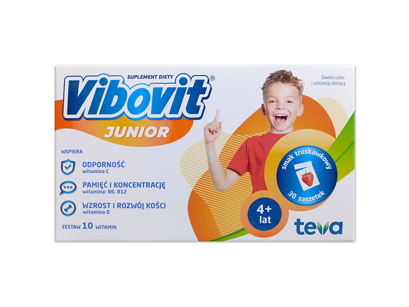 Vibovit Junior, saszetki o smaku truskawkowym